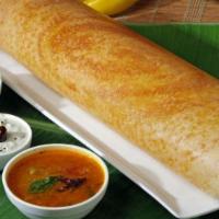 Ghee Dosa · Vegetarian- Dosa, thin rice crepes made with clarified butter served with chutneys and sambar