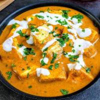 Paneer Butter Masala Curry · Vegetarian- Cottage cheese cubes cooked in a rich creamy and buttery sauce.