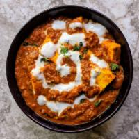 Paneer Makhani Curry · Vegetarian- Cottage cheese cubes cooked in a creamy tomato cashew based sauce