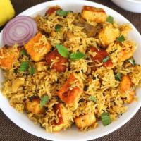 Paneer Biryani · Vegetarian- Basmati rice cooked with cottage cheese, assorted vegetables and traditional her...