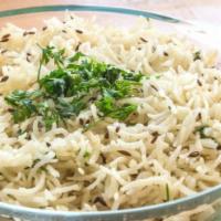 Jeera Rice · Vegan & Vegetarian- Basmati rice cooked with cumin seeds and traditional herbs and spices.