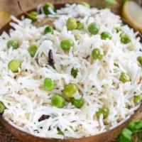 Green Peas Pulav · Vegan & Vegetarian- Basmati rice cooked with green peas and traditional herbs and spices.