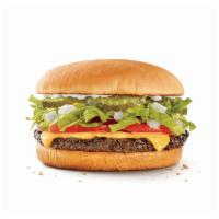 SONIC® Cheeseburger · A juicy, perfectly seasoned, quarter pound, 100% pure beef patty layered with melty American...