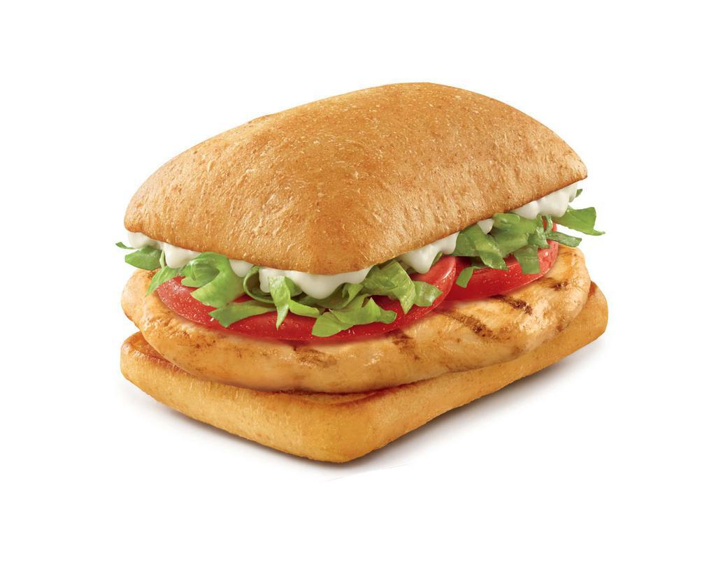 Grilled Chicken Sandwich · Grilled on a brioche bun, served with lettuce, tomato and mayo.