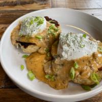 Biscuits and Gravy · Miso Buttermilk biscuits, sausage gravy, poached eggs, herbs