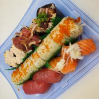 LBS Combo Pack · 2 pieces ahi nigiri or 2 pieces salmon nigiri, 8 pieces California, 2 pieces spicy ahi, 2 pi...