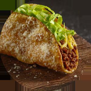 Ground Beef Taco · What we're famous for since 1954! Chef-griddled stone-ground corn tortilla, cheese, lettuce, Parmesan dusted.