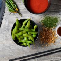 Edamame · Salted stamed soybeans.