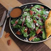 Beet Salad · Organic baby spinach, beets, pickled onion, fresh mint, feta cheese, roasted	walnut.