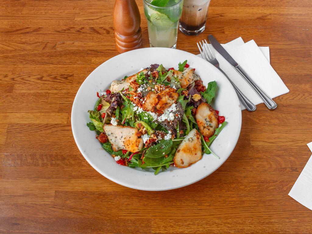 Il Caffe Latte Salad · Chicken, roasted red pepper, walnuts, bacon, goat cheese and balsamic vinaigrette.