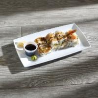 Shrimp Tempura Roll · Shrimp tempura, avocado, green onion, cream cheese, spicy mayo, topped with eel sauce.