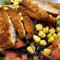 Southwest Salad · California spring mix with garden vegetables, corn, black beans, and crisp tortilla strips t...