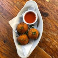 Mac n' Cheese Balls · Buffalo dipping sauce
