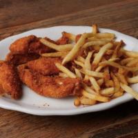 Kid's Chicken Strips · Bell and Evans chicken, hand cut fries