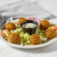 Falafel · Five patties made from our house mixture of fava beans, chickpeas, cilantro, garlic, and oni...