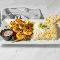Shrimp Kabob · Marinated jumbo shrimp seasoned with rosemary, onion, garlic, and oregano.
