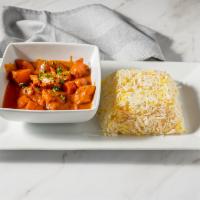 Curry Chicken · Baked chicken breast with potato and carrots in our creamy curry sauce.
