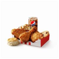 3 pc. Chicken Combo · 3 pieces of chicken available in Original Recipe or Extra Crispy, 1 side of your choice, bis...