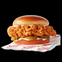 Classic Chicken Sandwich · An extra crispy filet with premium pickles, mayo, on a brioche-style bun, with a dipping sau...