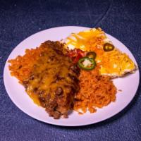 1. Herrera's Mexican Dinner · 1 cheese enchilada, 1 tamale, 1 beef taco, 1 bean tostada, rice and beans.