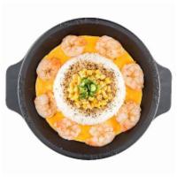 Shrimp Pepper Rice · Mixed with egg, corn, garlic butter, garlic sauce, white rice, and seasoned