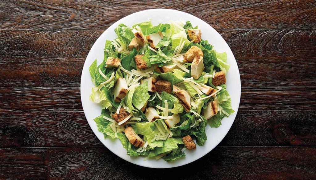 Chicken Caesar Salad · Grilled, 100% antibiotic-free chicken breast, romaine, Asiago, croutons, Caesar dressing and toasted herb focaccia.