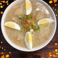 Goto Soup · Beef tripe porridge.