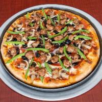 Cicero's Special Pizza · Pepperoni, sausage, red onions, olives, mushrooms and bell peppers.