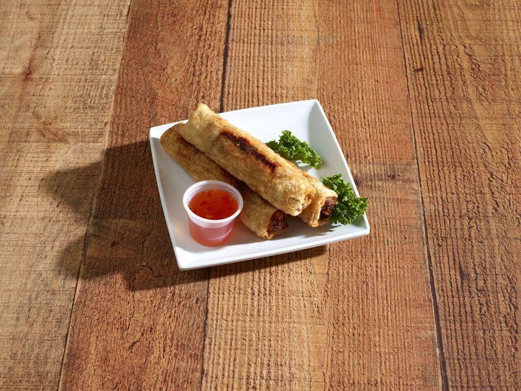 Crispy Imperial Rolls GF · Deep fried egg rolls stuffed with ground pork, shrimp, and vegetables served with lettuce and a house sauce.
