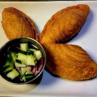Curry Puff · Dish can be made with tofu or vegetable. Thai traditional vegetable puff with curry powder, ...