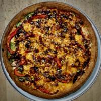 Delmar Specialty Pi · Mozzarella, cheddar, pappy’s BBQ sauce, roasted chicken, red pepper, green pepper, red onion...
