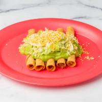 5 Taquitos with Cheese, Guacamole, Lettuce · 