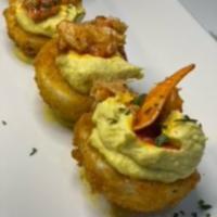 Deep Fried Deviled Eggs · Add shrimp, crab, lobster for an additional charge.