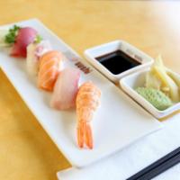 Sushi Appetizers · 5 pieces. Tuna, salmon, yellowtail, white fish and shrimp (ebi).