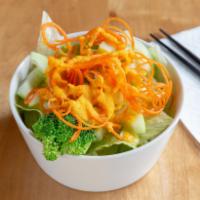 Mio Salad · Fresh mixed vegetables (iceberg lettuce, cucumber, broccoli, and carrot) and Mio dressing. V...