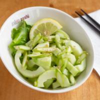 Cucumber Salad · Cucumber, asparagus, sweet vinegar dressing and sesame seed. Vegetarian.