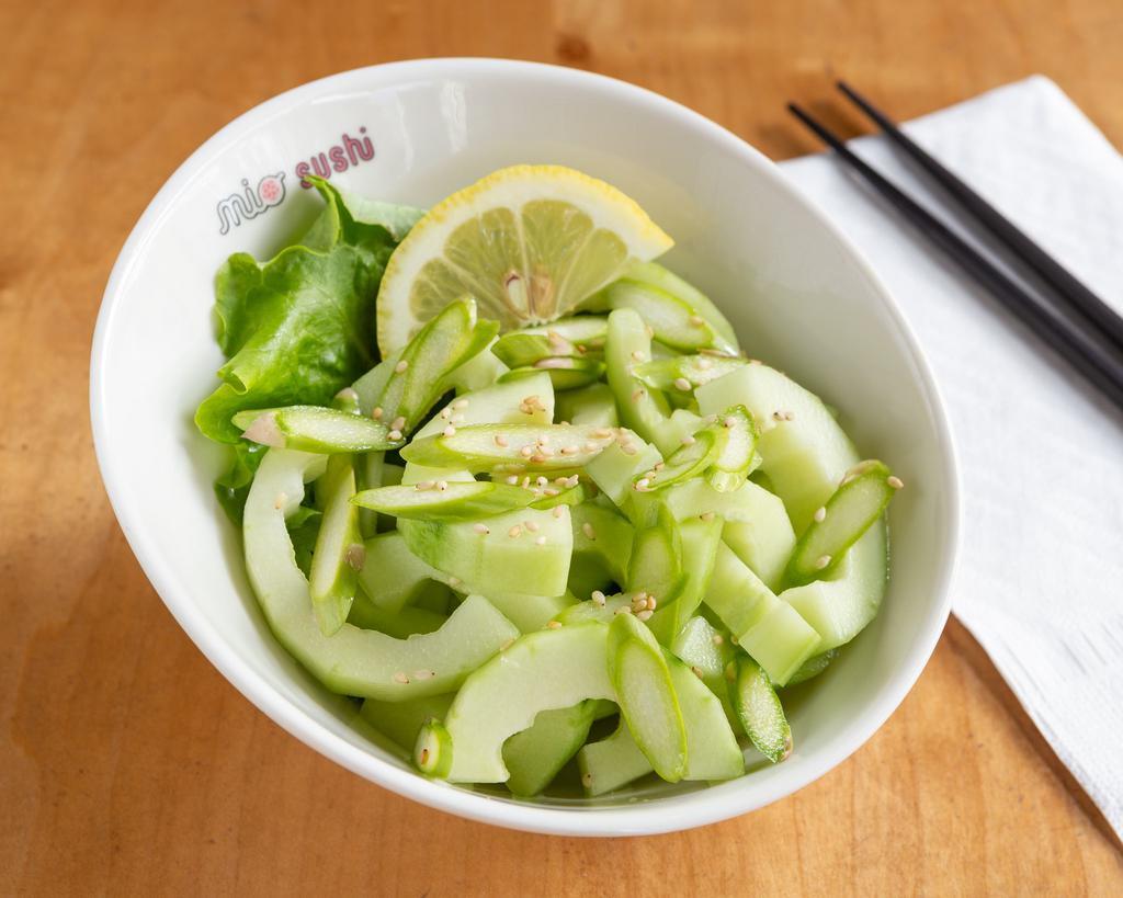 Cucumber Salad · Cucumber, asparagus, sweet vinegar dressing and sesame seed. Vegetarian.