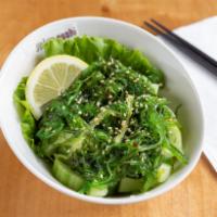 Goma Salad · Sesame seasoned seaweed, cucumber, sweet vinegar dressing, and sesame seed.