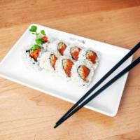 Spicy Tuna Roll · Raw. Spicy tuna, cucumber, radish sprout, and sesame seed. Spicy.