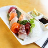 Sushi and Sashimi Combo · Raw. 5 pieces sushi: tuna, salmon, yellowtail, white fish, shrimp (ebi) and sashimi: 3 piece...
