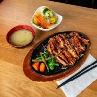 Chicken Teriyaki · Grilled chicken, teriyaki sauce, steamed vegetables, and sesame seed. Served with small Mio ...