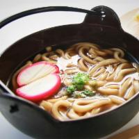 Udon · Thick noodles, Shirakawa mushroom, fried bean curd, green onion, seaweed, broccoli. *Fried b...