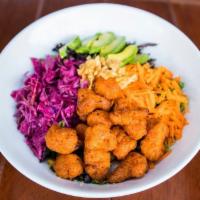 Healthy Bowl · Crispy cauliflower and sesame seed tossed in your choice of sauce: BBQ, buffalo, sweet chili...
