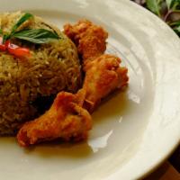 Chicken Green Curry Fried Rice with Wing · Stir-fried rice with green curry sauce and bamboo shoot, pepper and basil. Substitute brown ...