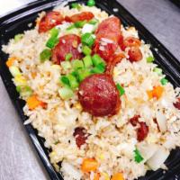 Grandma Fried Rice · Fried Rice with Cooked Sweet Pork Thai Sausage, egg, Green pea, Carrot, Onion, and Scallions