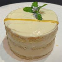 PASSION FRUIT MARQUISE · Vanilla sponge, and passion fruit mascarpone cream