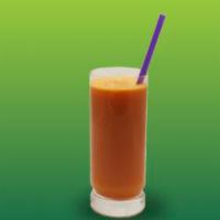 The Works · Oranges, pears, apples, lime, celery and carrots.