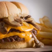 Philly Burger · Double. American cheese, grilled onion and mushroom.