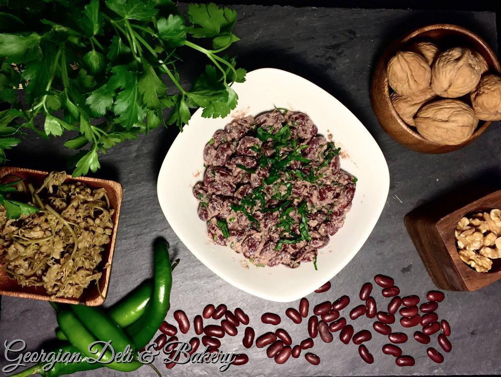 1 lb. Lobio with Walnuts · Red beans with walnuts and spices. Vegetarian. Vegan.