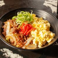 Bulgogi Bowl · rice, white onion, ginger, green onion and marinated beef.